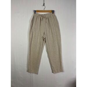 Boho Vintage 70s Coastal Alfred Dunner Elastic Waist Trousers Womens 12 Beige